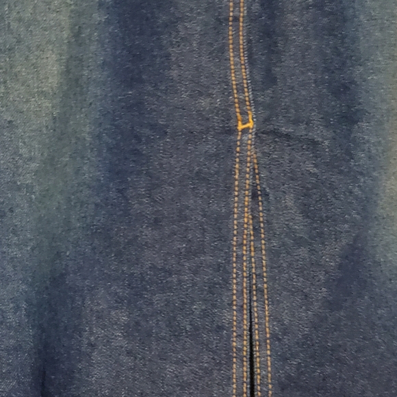 Laundry Dark Wash Blue Denim Zipfly Cotton Blend Skirt with Rhinestones Size 12 - Picture 3 of 15